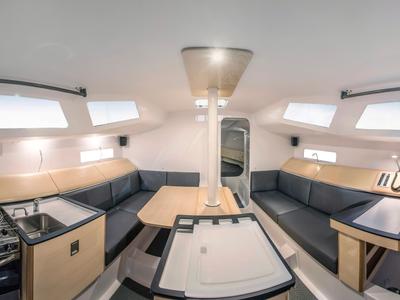 Salon of SHOULD I GO, a Pogo Structures Pogo 36 sailboat at La Rochelle, France