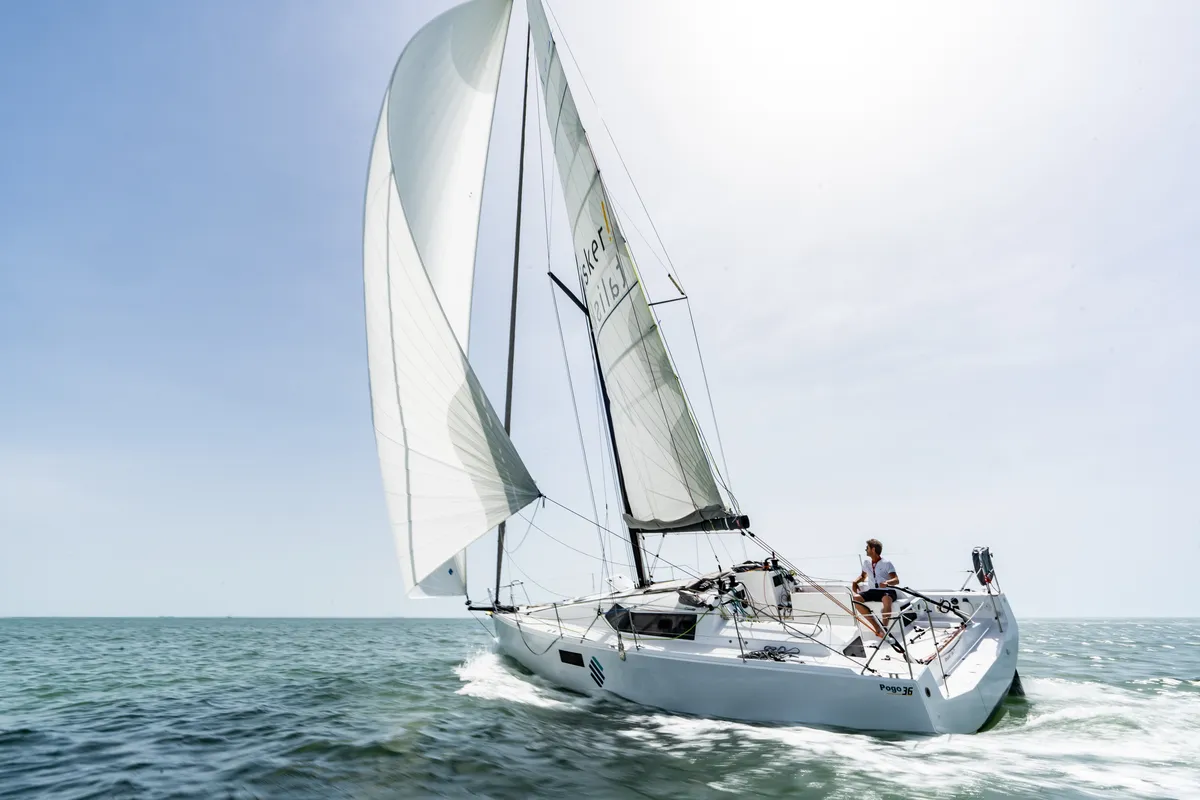 Exterior view of SHOULD I GO, a Pogo Structures Pogo 36 sailboat at La Rochelle, France