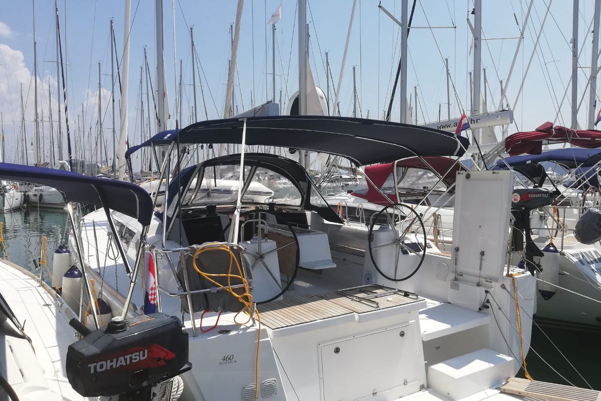 Exterior view of Cetina, a Dufour 460 Grand Large sailboat at Općina Medulin, Croatia