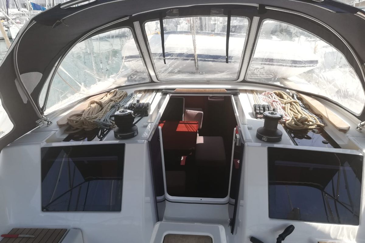 Cockpit of Cetina, a Dufour 460 Grand Large sailboat at Općina Medulin, Croatia