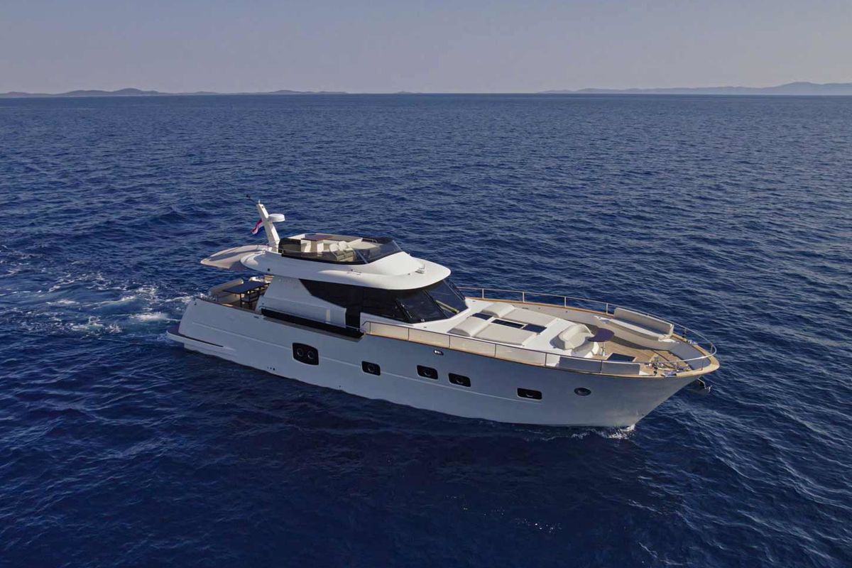 Exterior view of Panta Rei, a Monachus M70 yacht at Split, Croatia