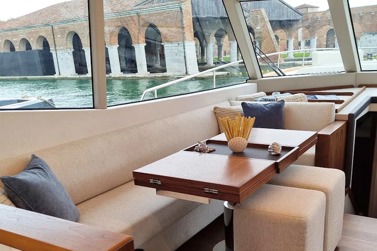 Salon of Panta Rei, a Monachus M70 yacht at Split, Croatia