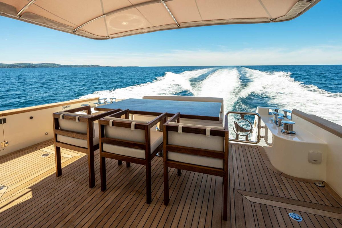 Deck of Panta Rei, a Monachus M70 yacht at Split, Croatia