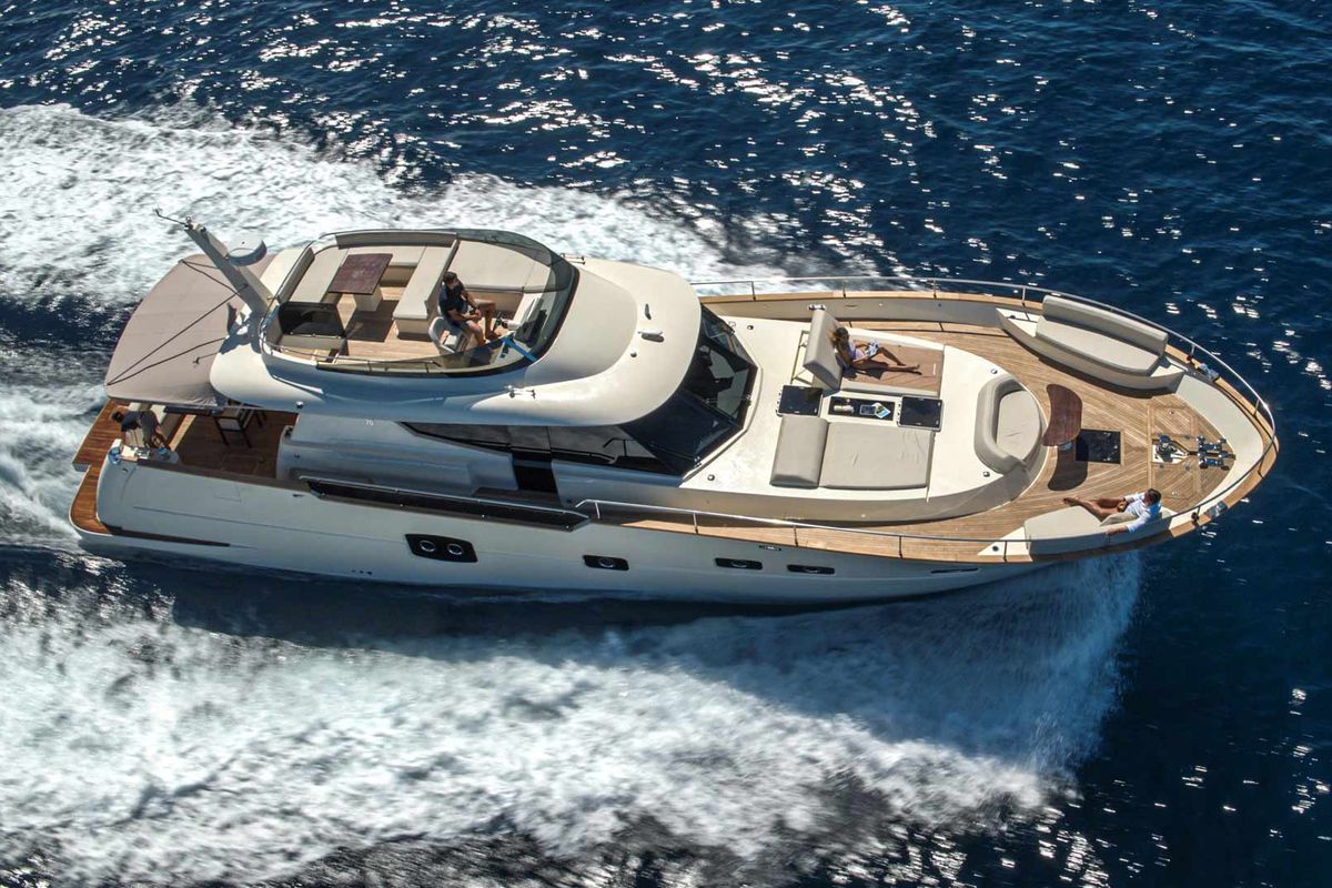 Exterior view of Panta Rei, a Monachus M70 yacht at Split, Croatia