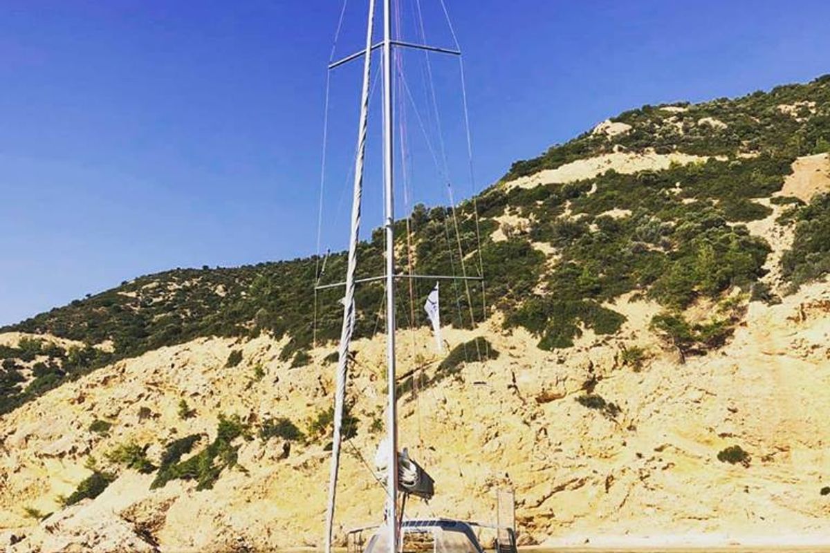 Exterior view of Theagenis, a Beneteau Oceanis 45 sailboat at Thassos, Greece