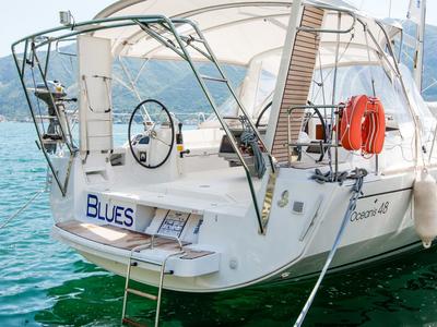 Deck of Blues, a Beneteau Oceanis 48 sailboat at Tivat, Montenegro
