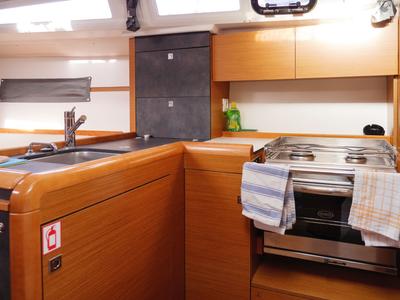Galley of Siberia, a Jeanneau Sun Odyssey 349 sailboat at Rogač, Croatia