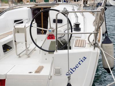 Cockpit of Siberia, a Jeanneau Sun Odyssey 349 sailboat at Rogač, Croatia