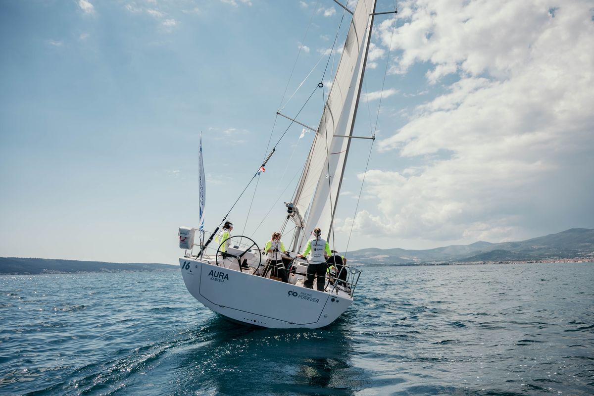 Exterior view of Aura, a AD Boats Salona 46 sailboat at Grad Kaštela, Croatia