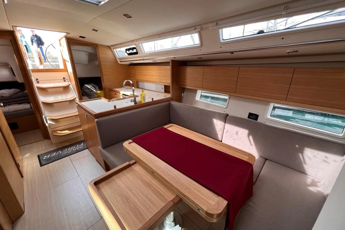 Salon of Aura, a AD Boats Salona 46 sailboat at Grad Kaštela, Croatia