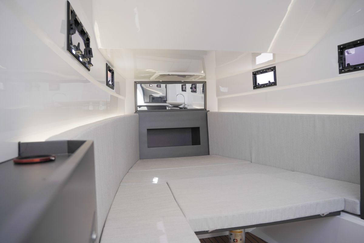Cabin on Armare, a Pirelli 42 motorboat at Torre Annunziata, Italy