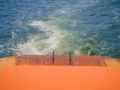 Deck of Armare, a Pirelli 42 motorboat at Torre Annunziata, Italy