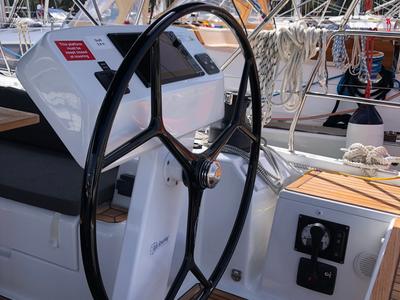Cockpit of Lady Aga, a Hanse Yachts Hanse 508 sailboat at Općina Rogoznica, Croatia