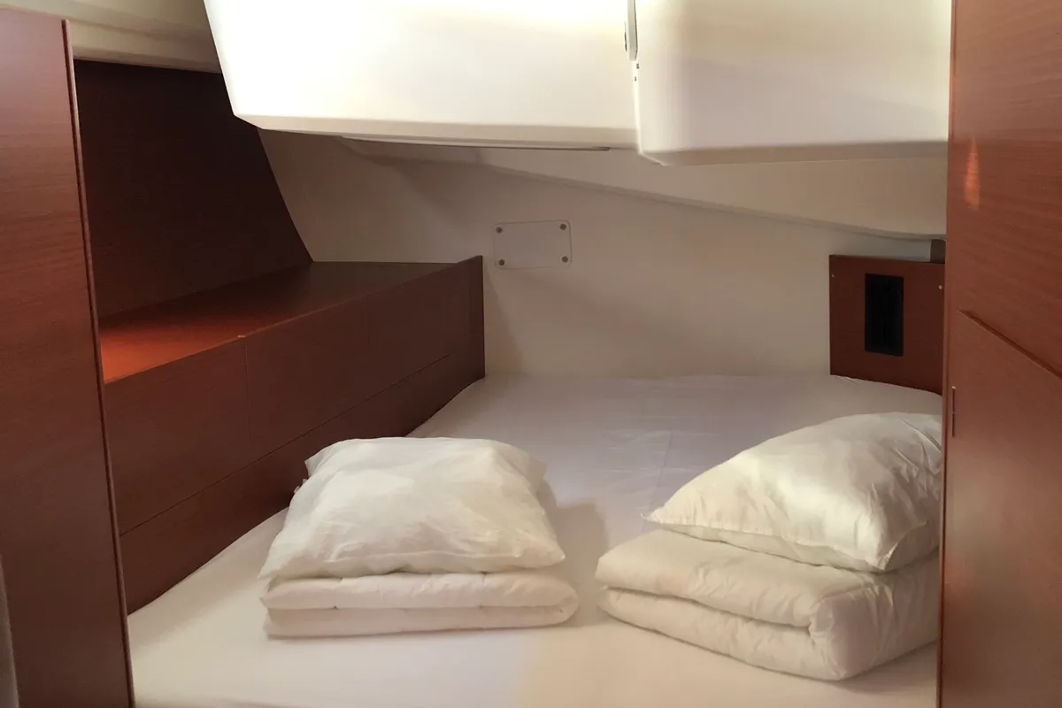Cabin on Lady Aga, a Hanse Yachts Hanse 508 sailboat at Općina Rogoznica, Croatia