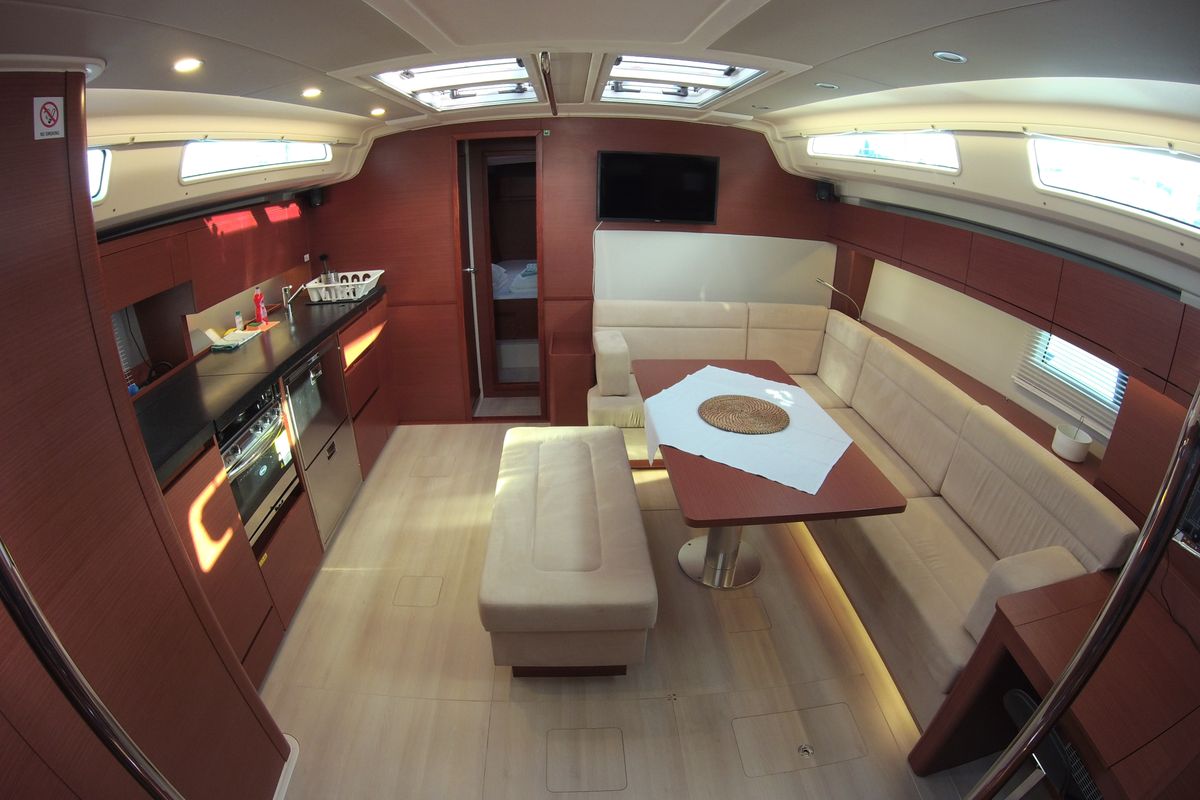 Salon of Lady Aga, a Hanse Yachts Hanse 508 sailboat at Općina Rogoznica, Croatia