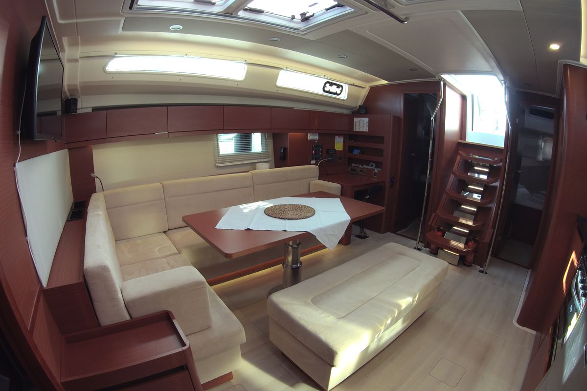 Salon of Lady Aga, a Hanse Yachts Hanse 508 sailboat at Općina Rogoznica, Croatia