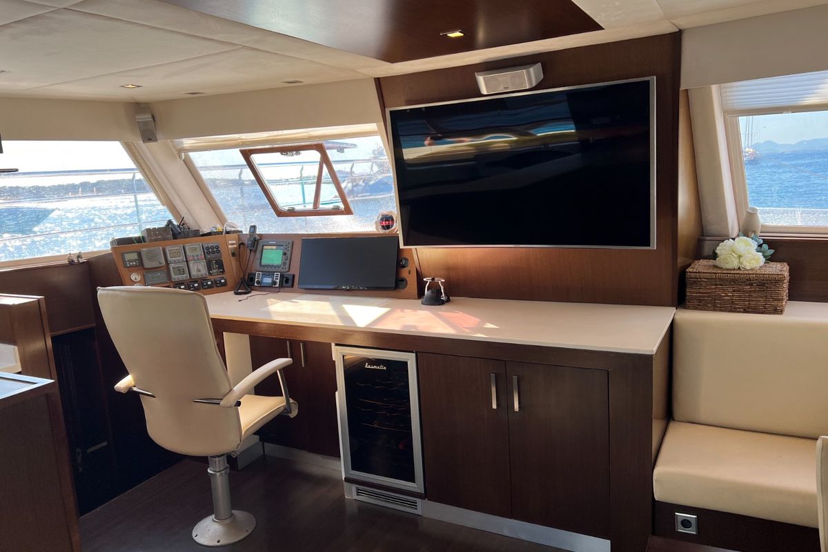 Salon of Tekila, a Sunreef Yachts Sunreef 62 catamaran at Ibiza, Spain