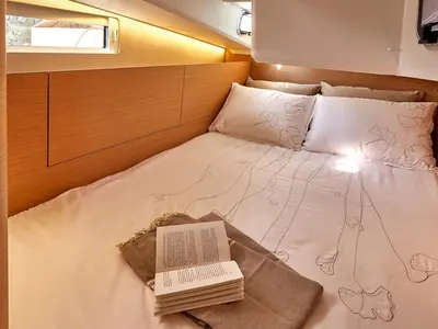 Cabin on Sunsail 410 Premium, a Jeanneau Sun Odyssey 410 sailboat at Municipal Unit of Lefkada, Greece