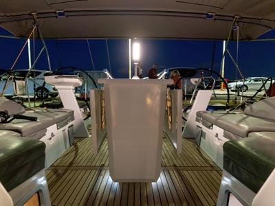 Cockpit of "Blue Odyssey, Beneteau Oceanis 46.1, 2020", a Beneteau Oceanis 46.1 sailboat at Municipal Unit of Nea Peramos, G…