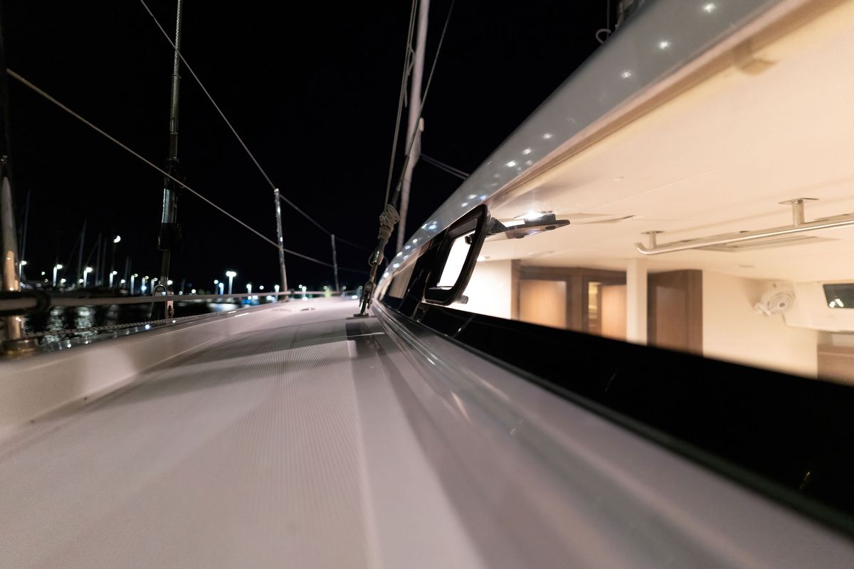 Deck of "Blue Odyssey, Beneteau Oceanis 46.1, 2020", a Beneteau Oceanis 46.1 sailboat at Municipal Unit of Nea Peramos, Gree…