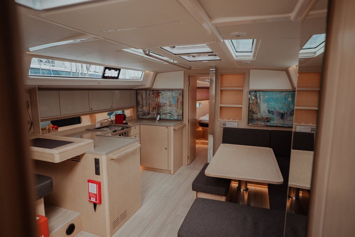 Salon of Art N, a Bavaria C46 sailboat at Pirovac, Croatia