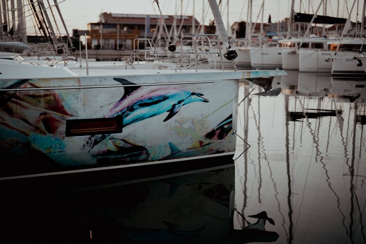 Exterior view of Art N, a Bavaria C46 sailboat at Pirovac, Croatia