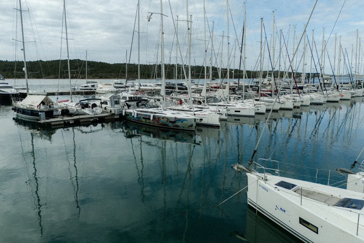 Exterior view of Art N, a Bavaria C46 sailboat at Pirovac, Croatia