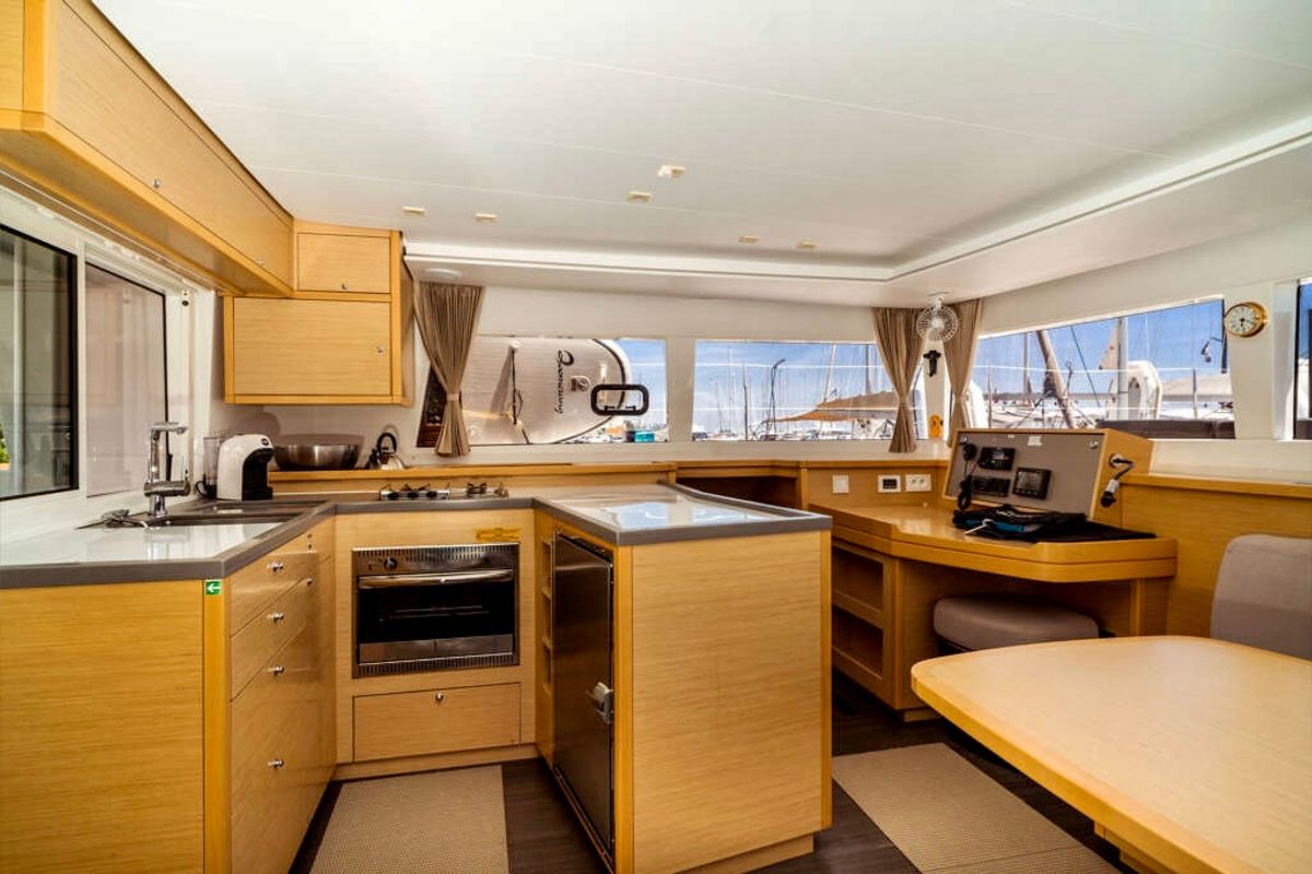 Galley of Pasea On, a Lagoon 450 F catamaran at Municipal Unit of Lefkada, Greece