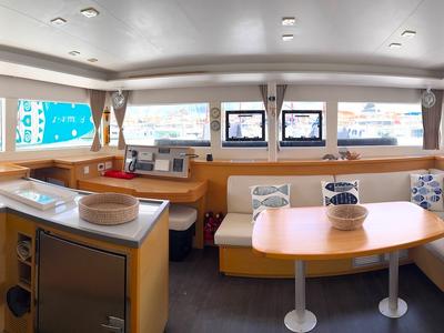 Salon of Pasea On, a Lagoon 450 F catamaran at Municipal Unit of Lefkada, Greece