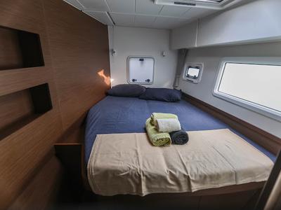 Cabin on Ziromon, a Lagoon 42 catamaran at Eden Island Marina, Seychelles