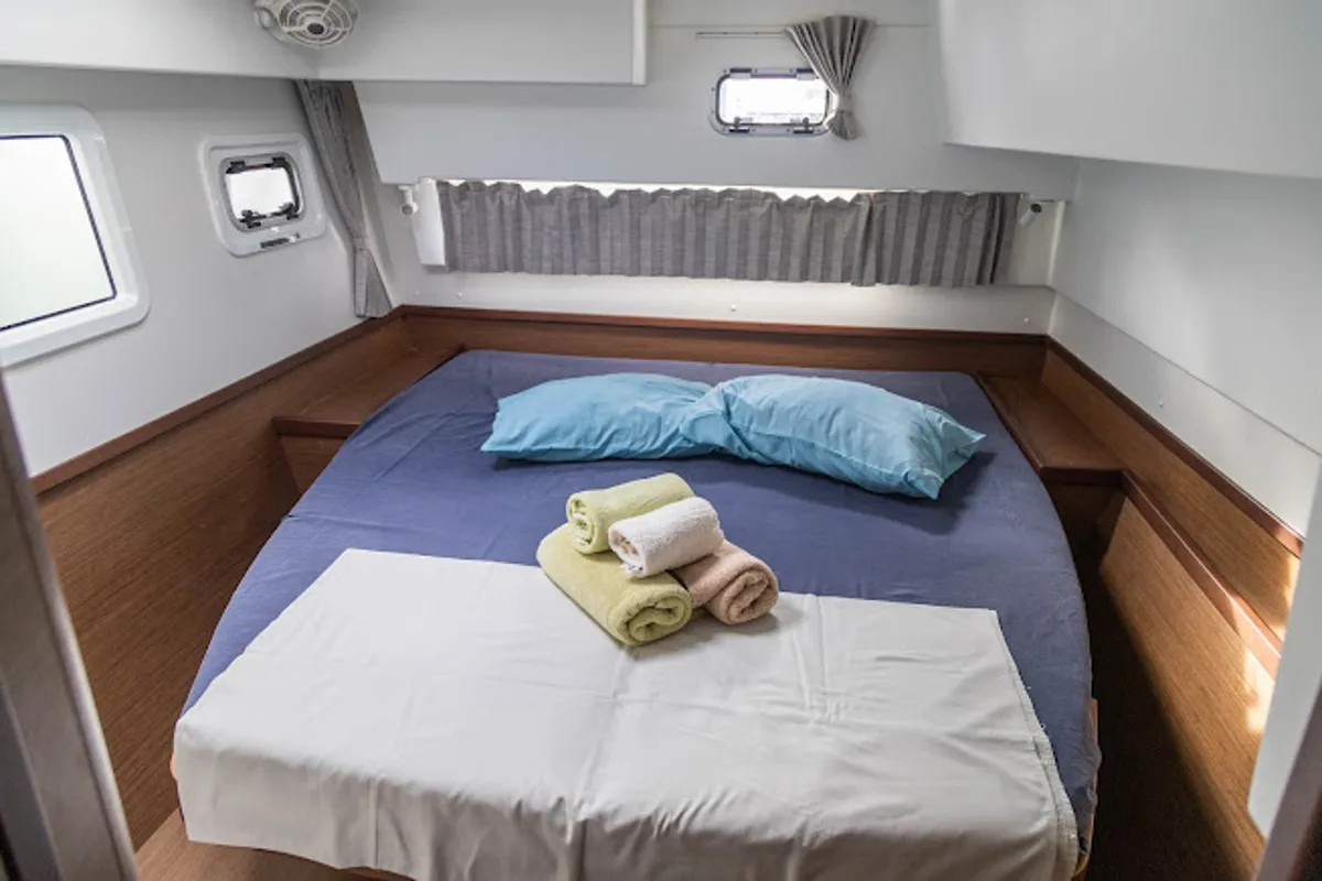 Cabin on Ziromon, a Lagoon 42 catamaran at Eden Island Marina, Seychelles