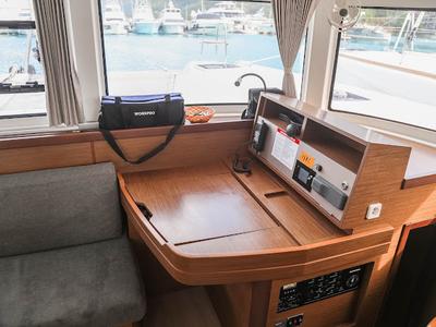 Salon of Ziromon, a Lagoon 42 catamaran at Eden Island Marina, Seychelles