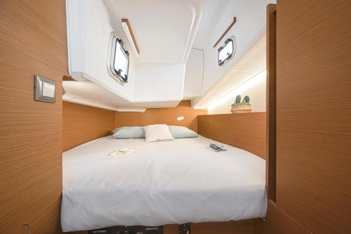 Cabin on Habanera, a Jeanneau Sun Odyssey 380 sailboat at Marmaris, Turkey