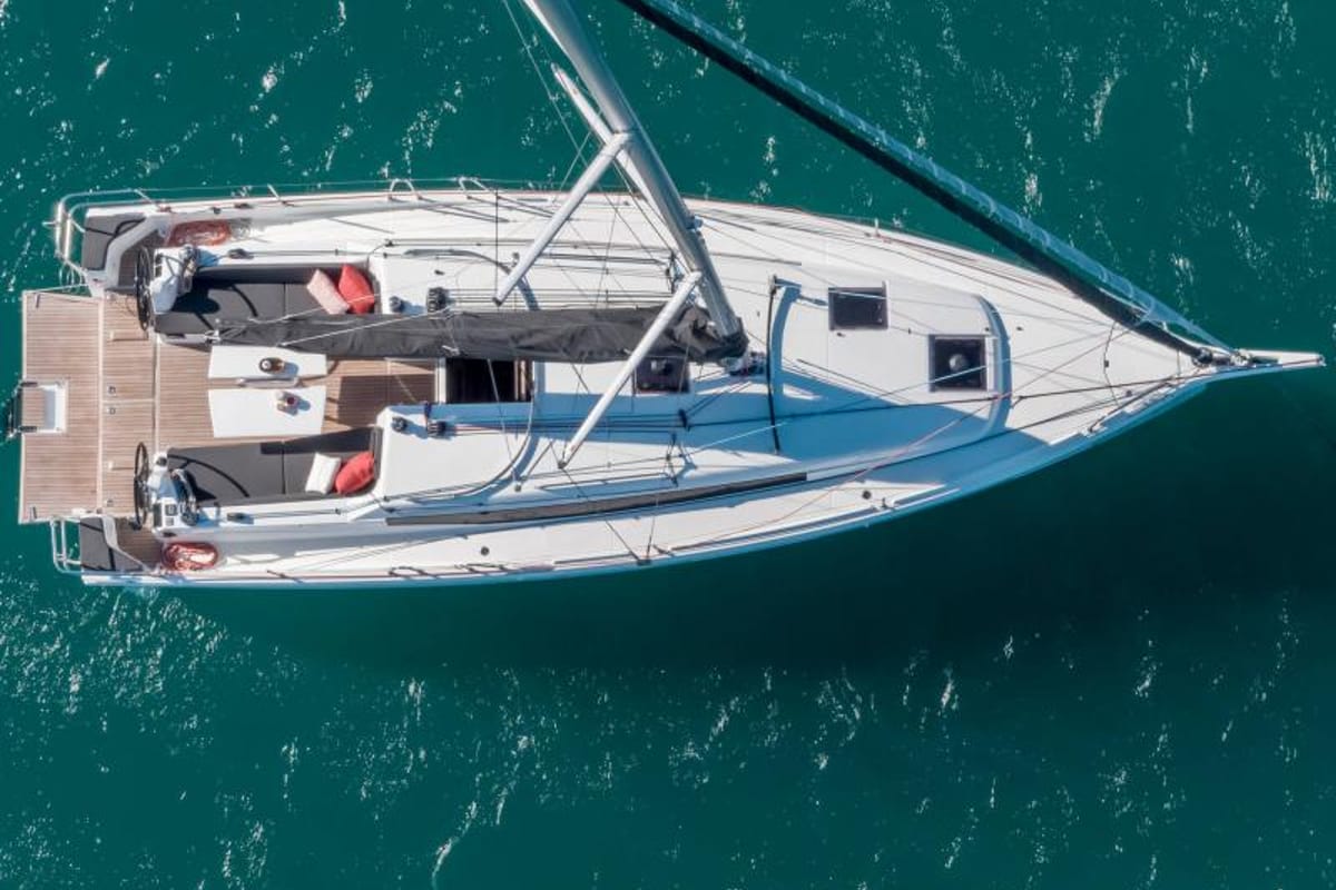 Exterior view of Habanera, a Jeanneau Sun Odyssey 380 sailboat at Marmaris, Turkey