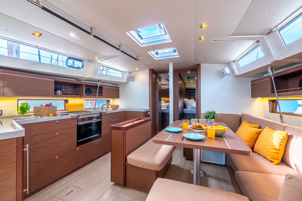 Salon of Amorino, a Beneteau Oceanis 46.1 sailboat at Split, Croatia