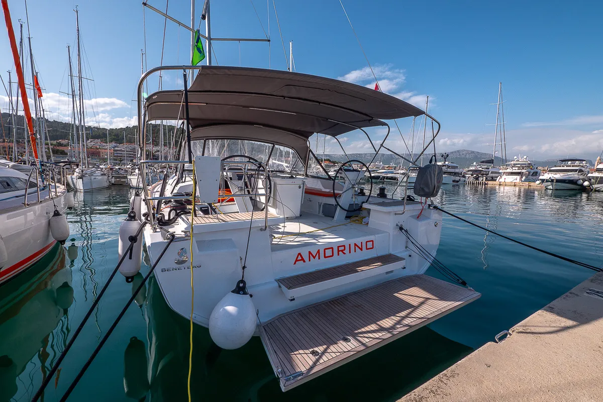 Exterior view of Amorino, a Beneteau Oceanis 46.1 sailboat at Split, Croatia