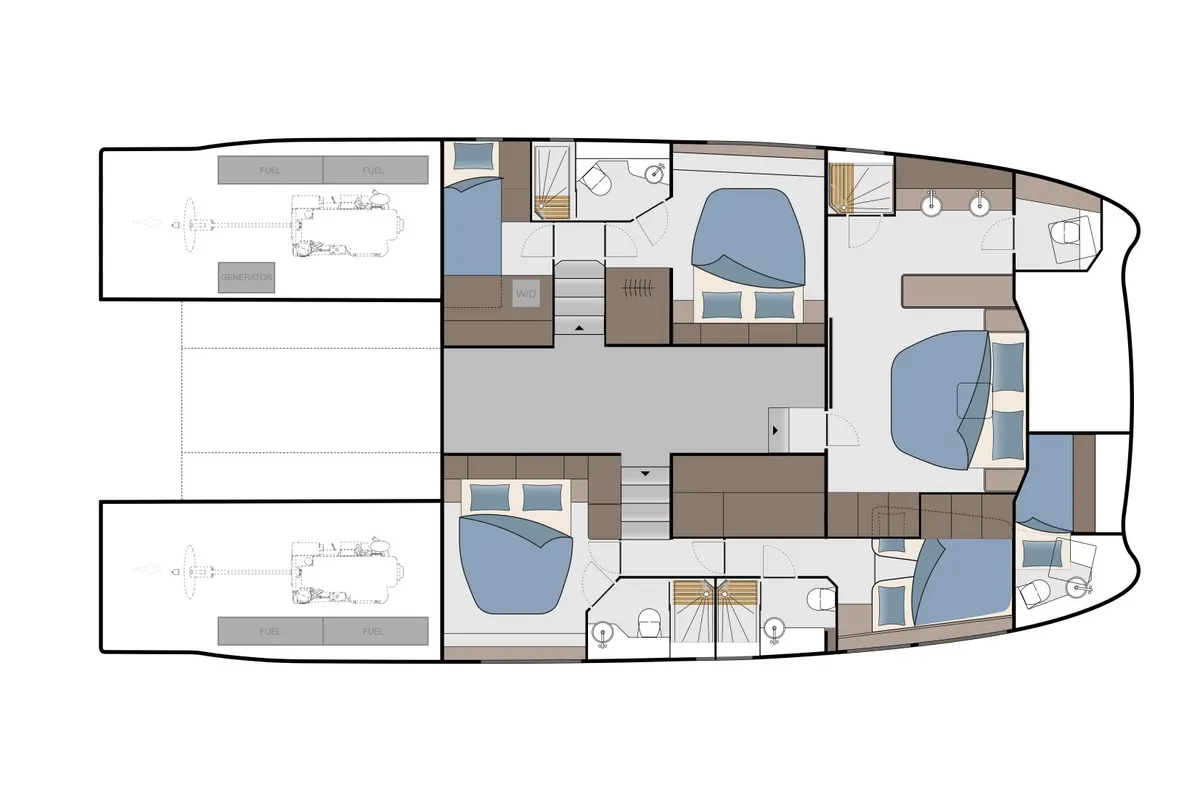 Floor plan of Sea Stars VI, a Aquila Yachts Aquila 50 Yacht catamaran at Jesolo, Italy