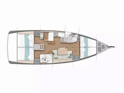 Salon of Greta, a Jeanneau Sun Odyssey 440 sailboat at Grad Pula, Croatia