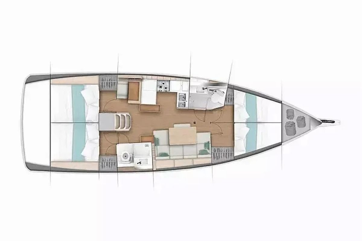Salon of Greta, a Jeanneau Sun Odyssey 440 sailboat at Grad Pula, Croatia