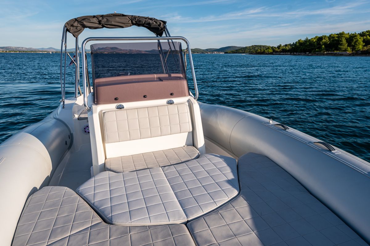 Deck of Marlin, a Marlin 790 Dynamic motorboat at Grad Vodice, Croatia
