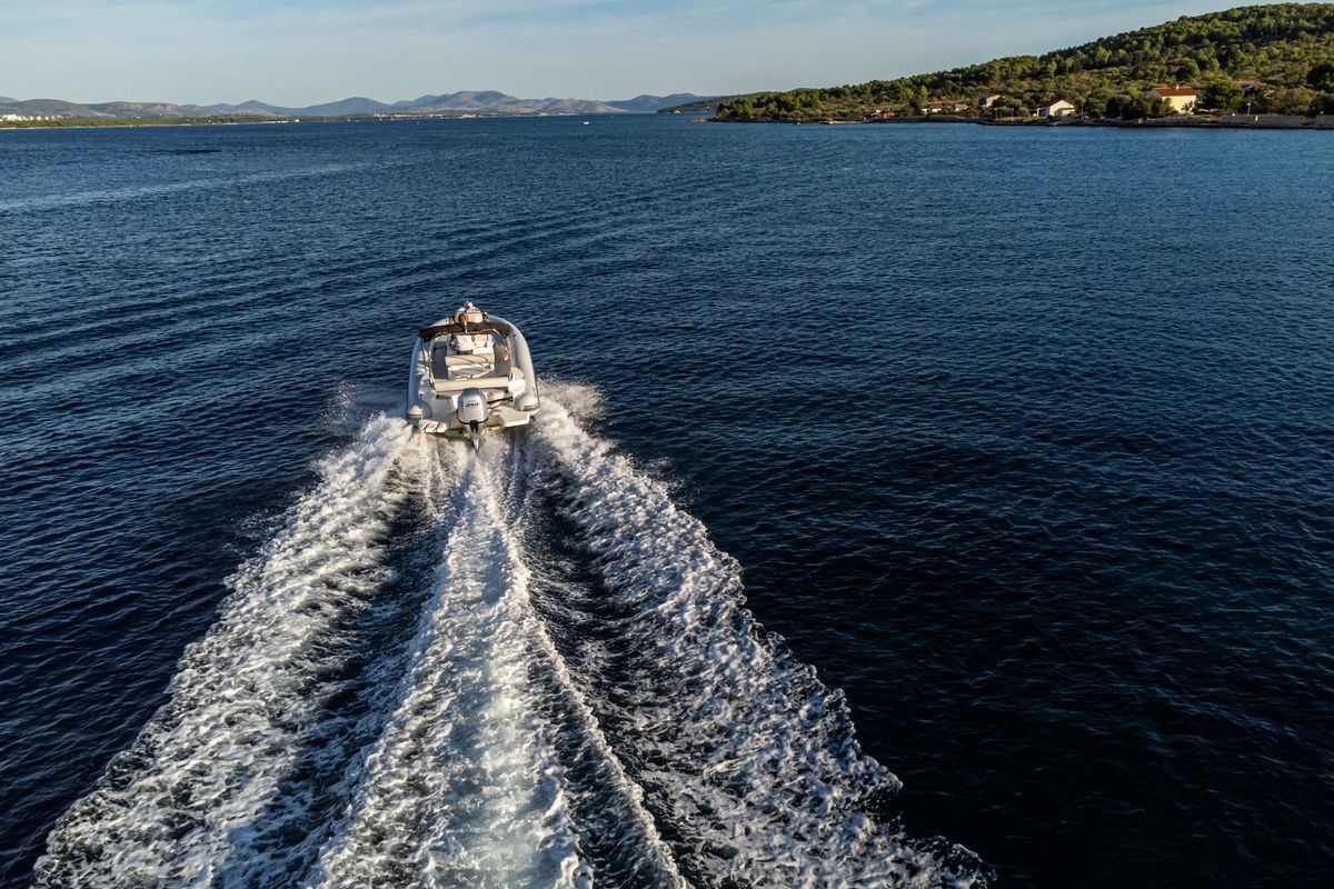 Exterior view of Marlin, a Marlin 790 Dynamic motorboat at Grad Vodice, Croatia
