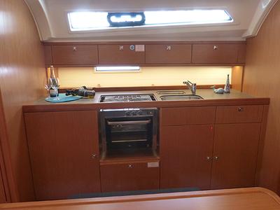 Galley of Nessuna Distrazione, a Bavaria Cruiser 41 sailboat at Procida, Italy