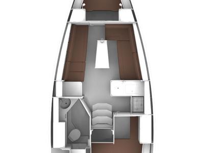 Floor plan of Alkyoni, a Bavaria Cruiser 33 sailboat at Preveza, Greece