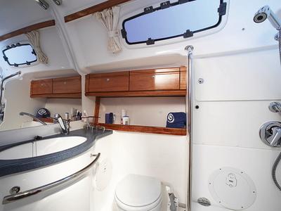 Head on Cristina, a Bavaria 46 Cruiser sailboat at San Miguel de Abona, Spain