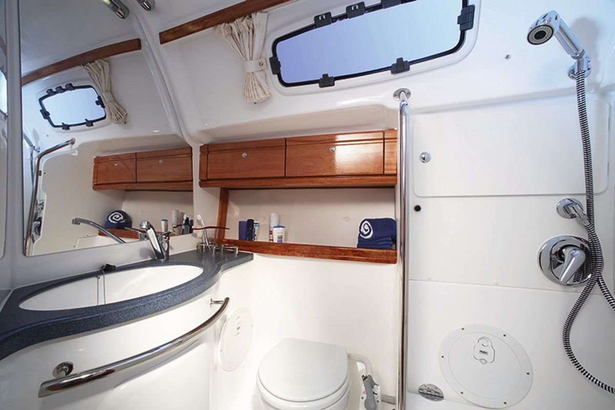 Head on Cristina, a Bavaria 46 Cruiser sailboat at San Miguel de Abona, Spain