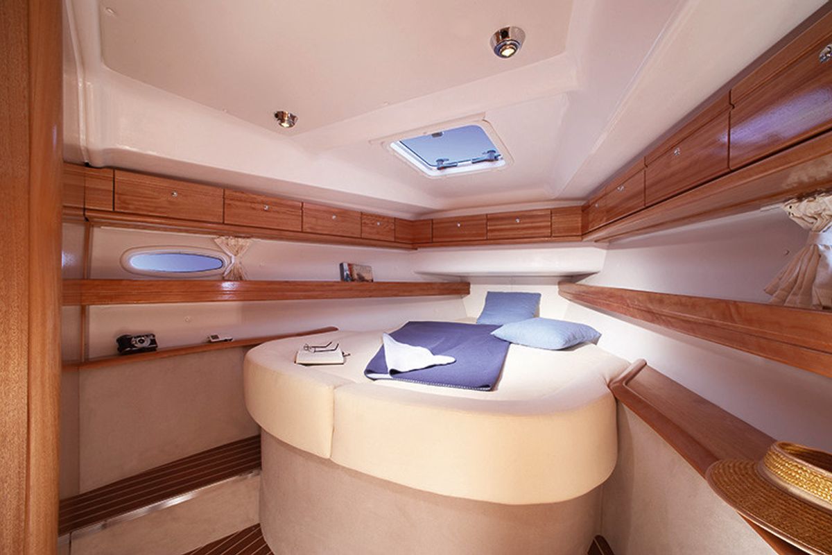Cabin on Cristina, a Bavaria 46 Cruiser sailboat at San Miguel de Abona, Spain
