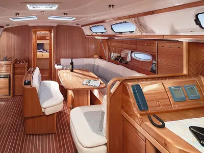 Salon of Cristina, a Bavaria 46 Cruiser sailboat at San Miguel de Abona, Spain