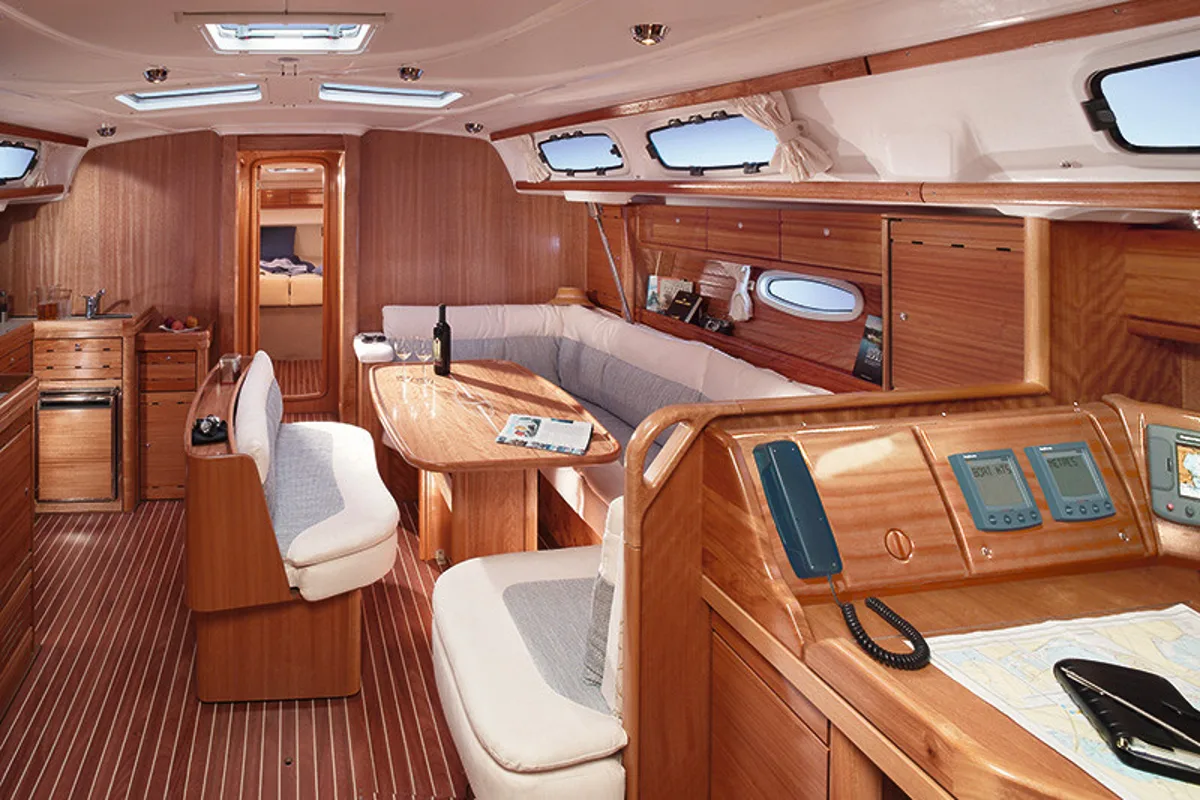 Salon of Cristina, a Bavaria 46 Cruiser sailboat at San Miguel de Abona, Spain