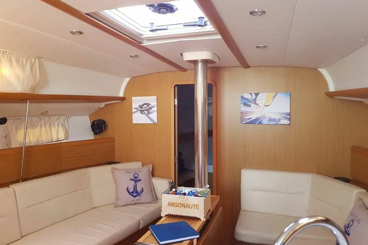 Salon of Argonaute, a Jeanneau Sun Odyssey 42 i sailboat at Municipal Unit of Lefkada, Greece