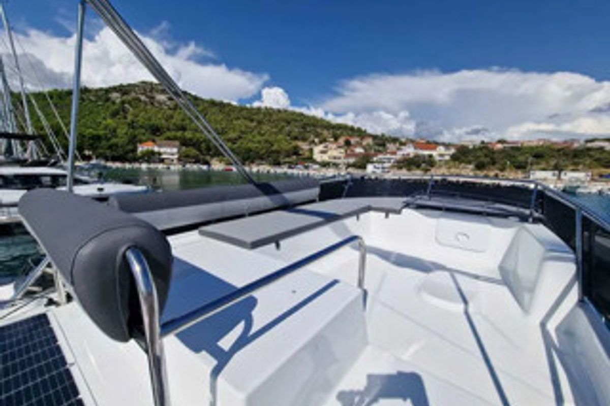 Deck of Excalibur, a Gulet Platinum 40 motorboat at Općina Rogoznica, Croatia